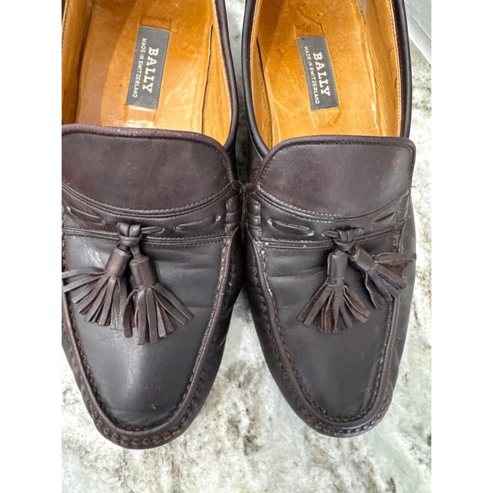 Men's dark brown leather tassel loafers by Bally‎ of Switzerland buttery leather